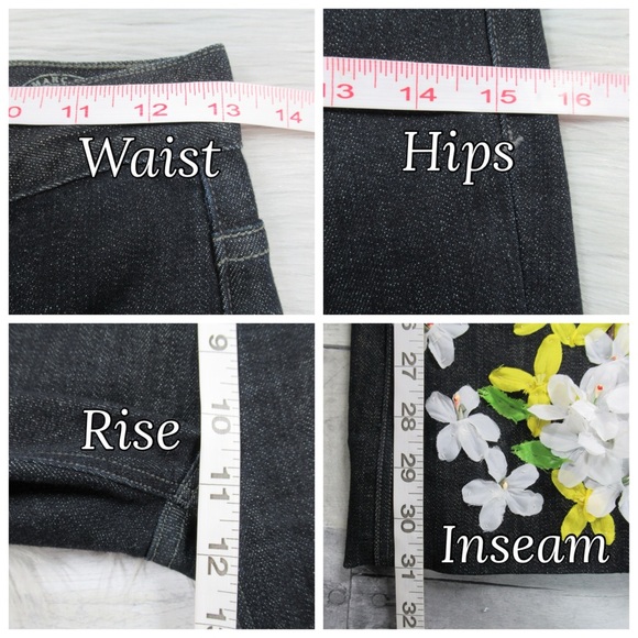 MARC JACOBS Dark Wash Customized Floral Appliqué Bootcut Jeans Women’s Size 26 - Picture 11 of 14